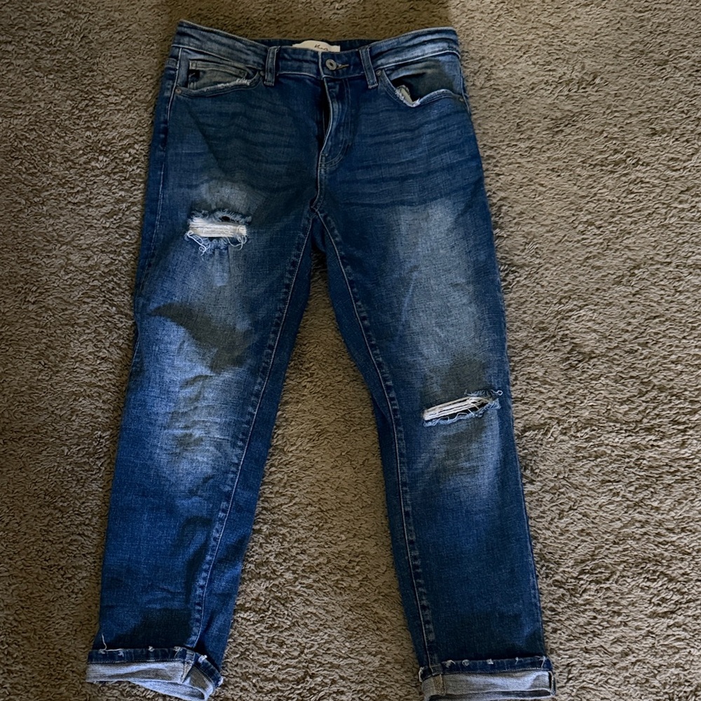 Kancan Blue Denim Jeans Capris- Classic Medium Wash